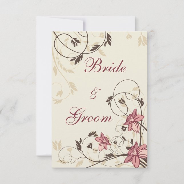 Fuschia Daffodils and Wheat Save the Date Invitation (Front)