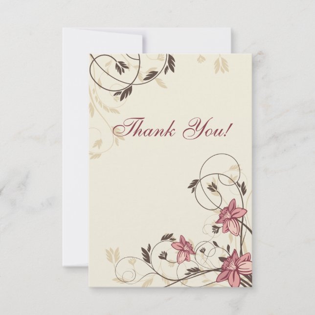 Fuschia Daffodils and Wheat Thank You Card (Front)