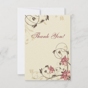 Fuschia Daffodils and Wheat Thank You Card