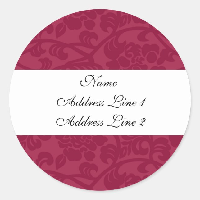 Fuschia Damask Address Labels (Front)