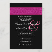 Fuschia Feathered Chevron Black Wedding Monogram