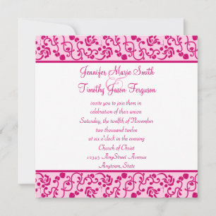 Fuschia floral stylish whimsy wedding invitation