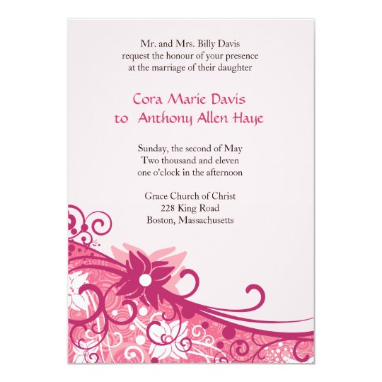 Fuschia Floral Wedding Invitation | Zazzle.com