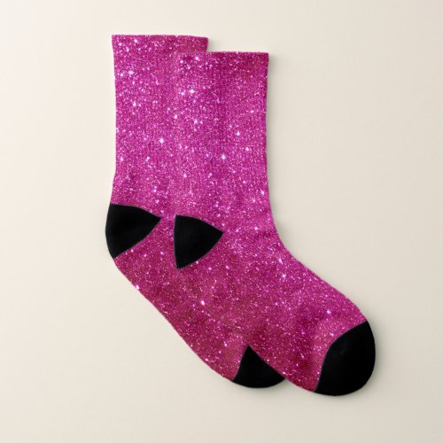 Fuschia Hot Pink Glitter and Glam Socks