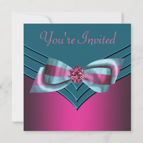 Fuschia Hot Pink Teal Blue All Occasion Party Invite