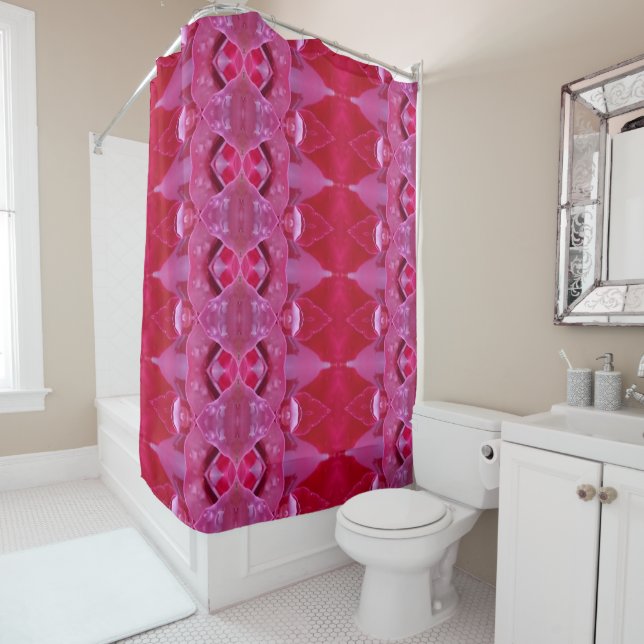 Fuschia Ikat Shower Curtain (In Situ)