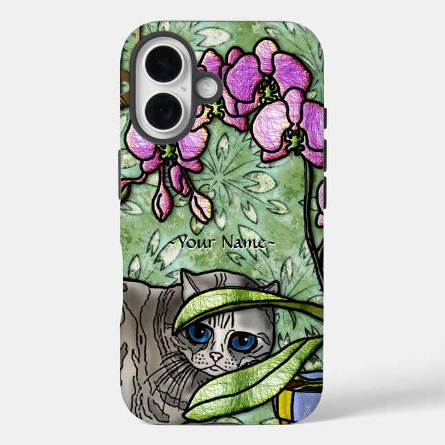 Fuschia & Kitty (Personalized) Case-Mate iPhone Case (Back)