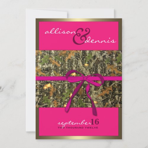 Fuschia Lavish Camo Wedding Invitations