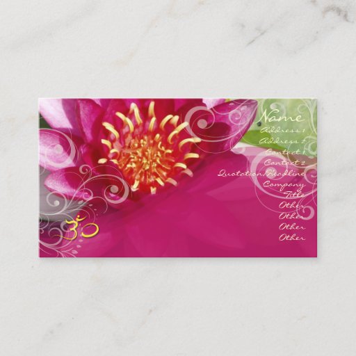 Customizable Fuschia lotus + pearly swirls business cards