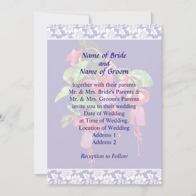 Fuschia Marshia Wedding Invitation Set (Front)