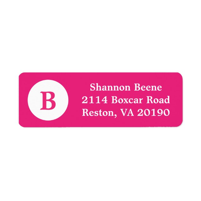 Fuschia Monogram Dot Address Labels (Front)
