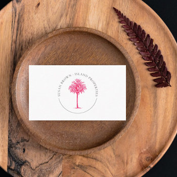 Fuschia Palm Tree Logo Business Card by istanbuldesign at Zazzle