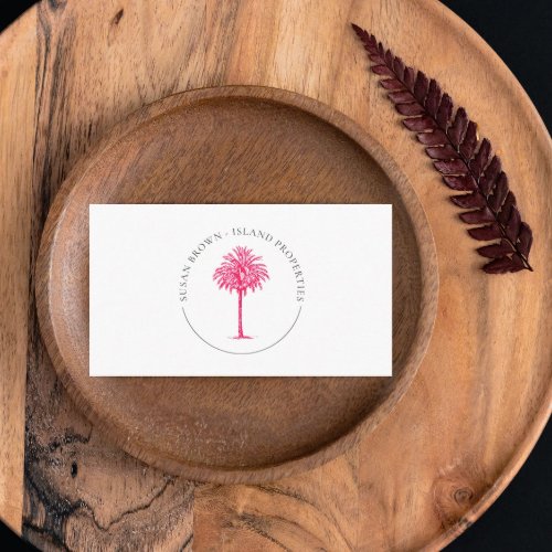 Fuschia Palm Tree Logo Business Card