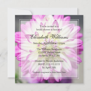 Fuschia Pink and White Dahlia Bridal Shower Invitation