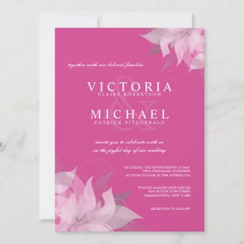 Fuschia Pink And White Floral Wedding Invitations by deluxebridal at Zazzle
