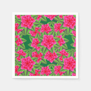 Fuschia Pink Camellias and Green Leaves Napkins