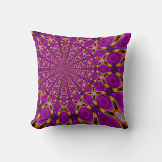 Fuschia Pink Kaleidoscopes Cushion (Front)