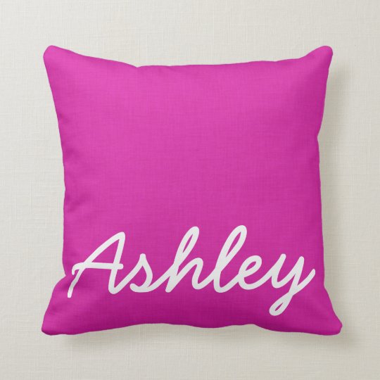 Fuschia pink linen texture white initials throw pillow | Zazzle.com