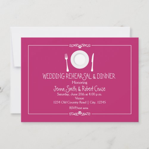 Fuschia Raspberry Rehearsal Dinner Invitations