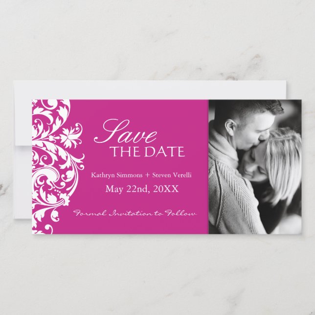 Fuschia Save The Date Invitation (Front)