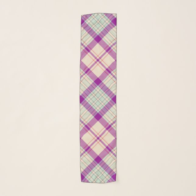 Fuschia Scottish Tartan Plaid Pattern Scarf (Front)