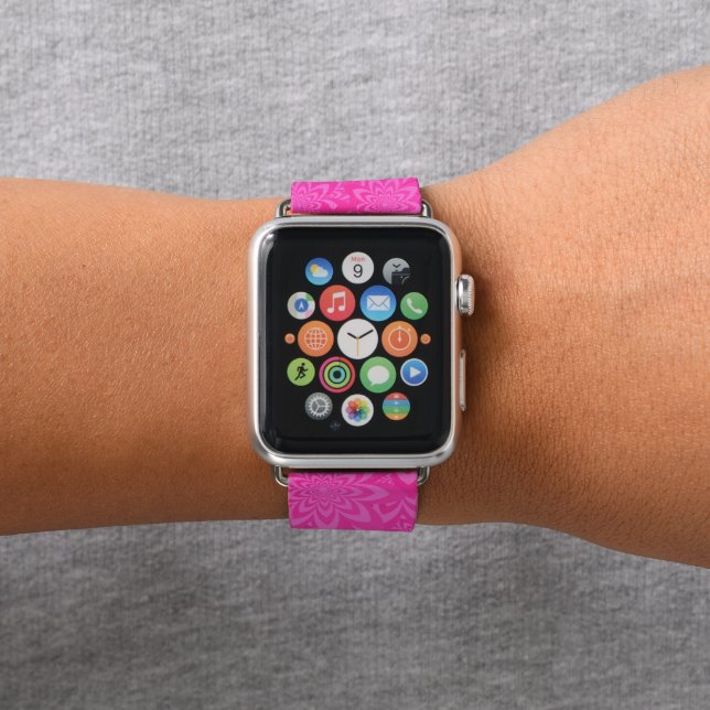 Fuschia Starbursts Apple Watch Band (In Situ)