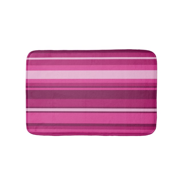 Fuschia stripes bathroom mat (Front)