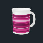Fuschia stripes beverage pitcher<br><div class="desc">Irregular horizontal stripes in different shades of bright pink</div>