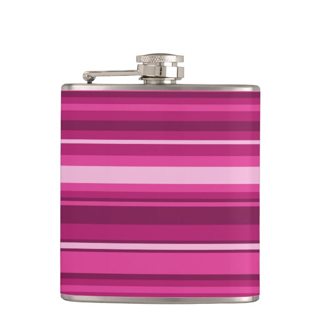 Fuschia stripes hip flask (Front)