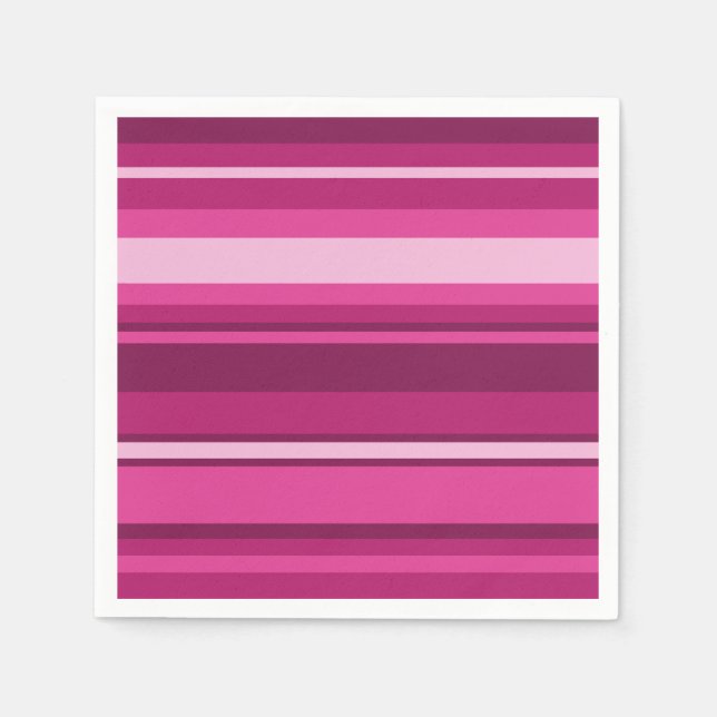 Fuschia stripes paper napkins (Front)