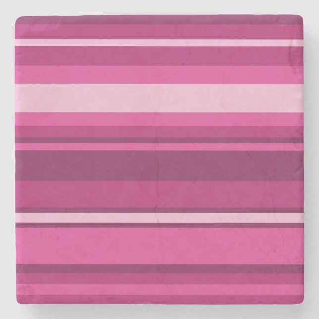 Fuschia stripes stone coaster (Front)