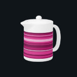 Fuschia stripes teapot<br><div class="desc">Irregular horizontal stripes in different shades of bright pink</div>
