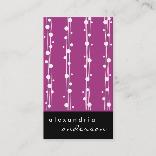 Fuschia Stylish Dots and Straw Business Cards (Front)