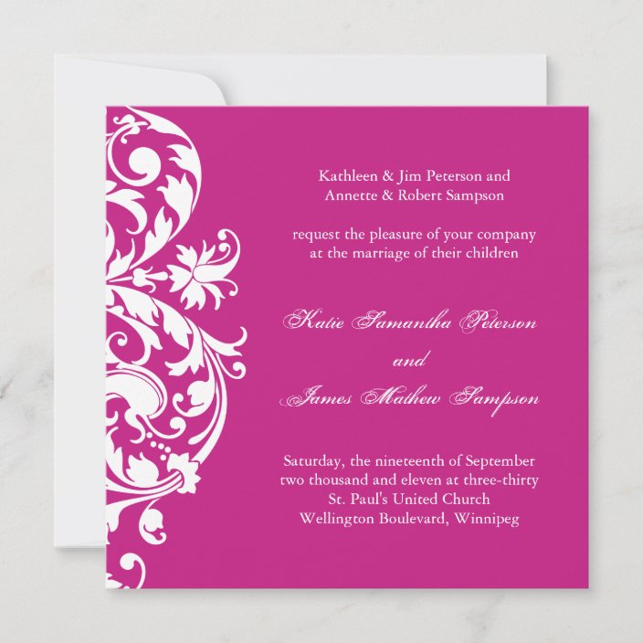 Fuschia Wedding Invitation | Zazzle.com