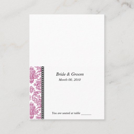Customizable Fuschia Wedding Placecards Business Cards