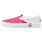 Fuschia White Polka Dots Zipz Slip On Shoes (Left Shoe Outside)