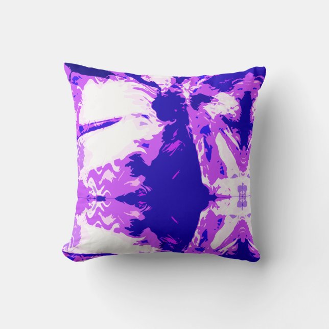 Fuschia White Purple Abstract Art Flower Design Throw Pillow (Front)