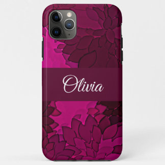 Fuscia Floral Name Pink Elegant iPhone 11 Pro Max Case