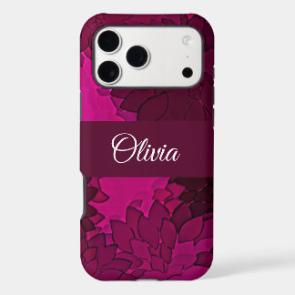 Fuscia Floral Name Pink Elegant iPhone 17 Pro Max Case