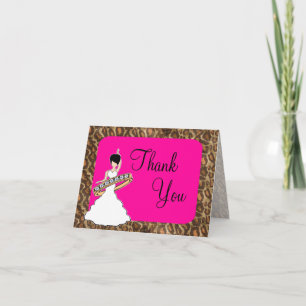 Fuscia Leopard Bridal Thank You Card