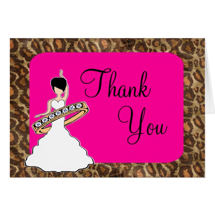 Fuscia Leopard  Bridal Thank You Card