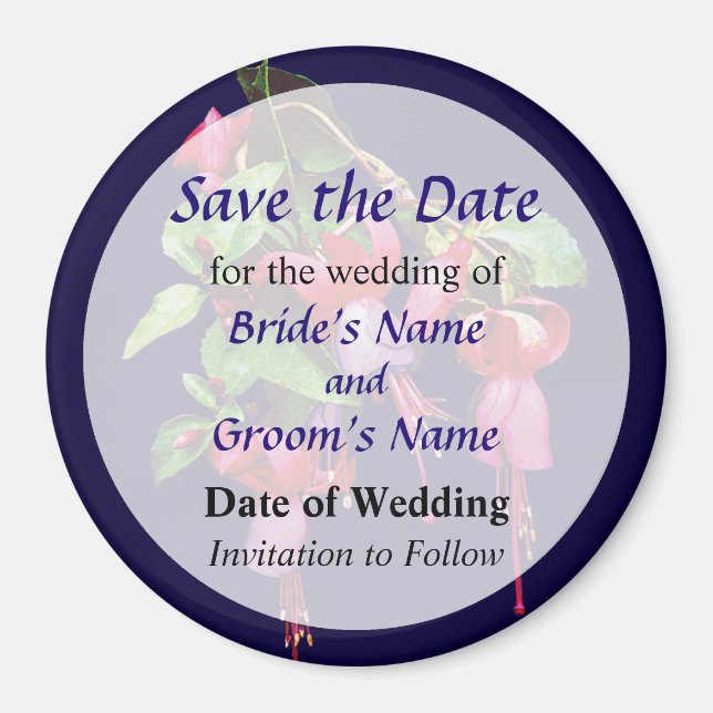 Fuscia Marcia Save the Date Magnet (Front)
