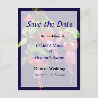Fuscia Marshia Save the Date Announcement Postcard