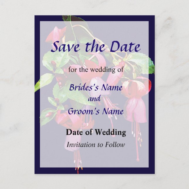 Fuscia Marshia Save the Date Announcement Postcard (Front)