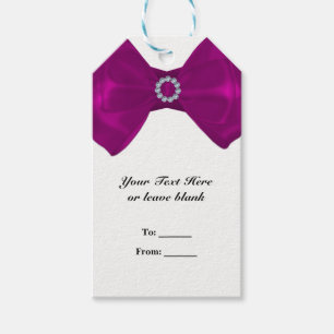 Fuscia Pink Ribbon & Diamonds Elegant Bridal Favor Gift Tags