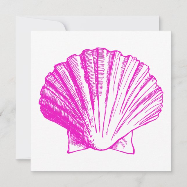 Fuscia Sea Shell Luau Reception Invitation (Front)