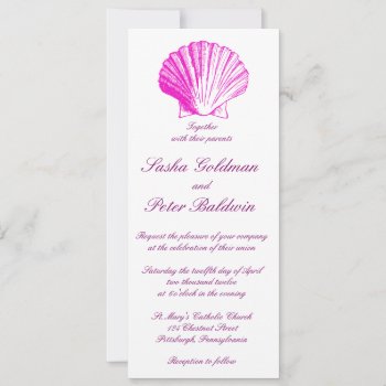 Fuscia Sea Shells Wedding Invitation by OddballAffairs at Zazzle