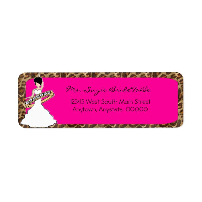 Fuscia Wild Side Raven Bride Address Labels (Front)