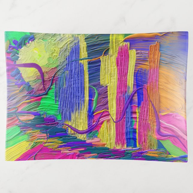 Fused Glass Trinket Tray-Abstract Design Tray (Front)