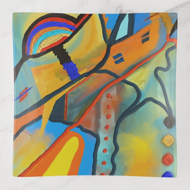 Fused Glass Trinket Trays-Abstract Design Tray (Front)